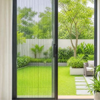 Pleated mosquito mesh door with garden view in Lucknow by Mac Solutions